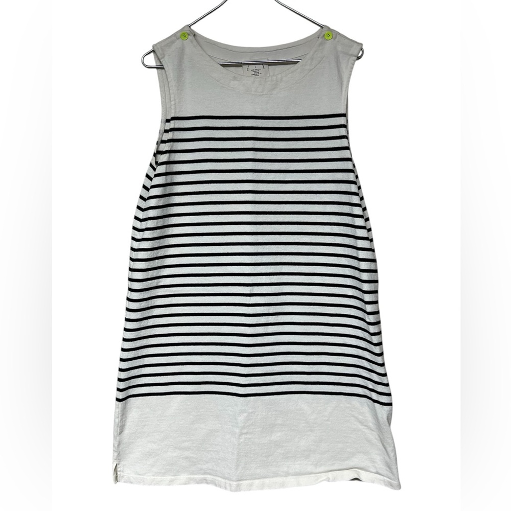 Anthropologie Allihop nautical striped sleeveless shift dress neon buttons